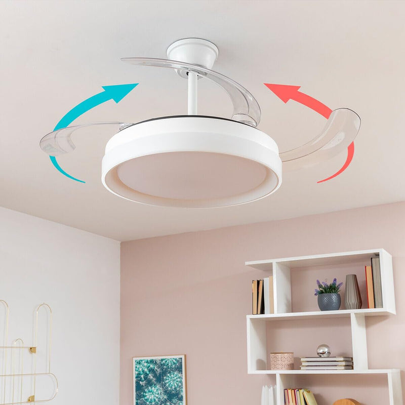 Loftsventilator med LED-lys og 4 foldbare vinger Silteez InnovaGoods Sølvfarvet 80 W Ø49-104 cm (Refurbished B)