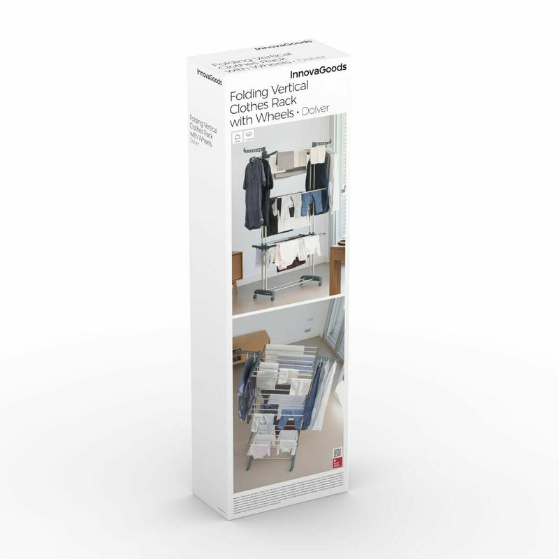 Pack Foldbart lodret tørrestativ med hjul og Tøjfolder InnovaGoods