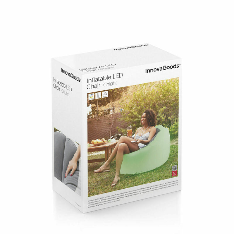 Pack Oppustelig lænestol med flerfarvet LED og Oppusteligt sæde med flerfarvet LED og fjernbetjening InnovaGoods