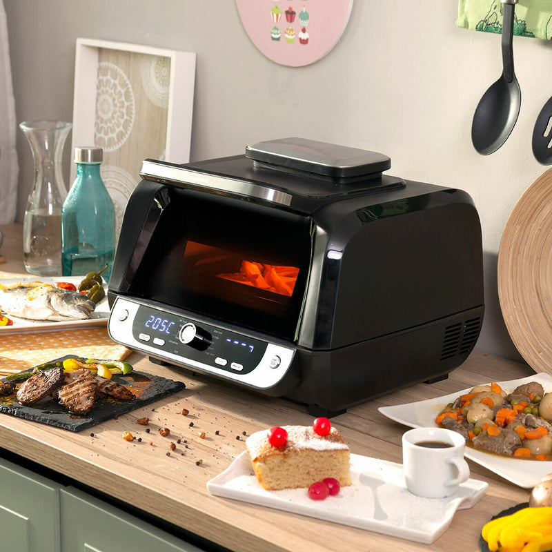 Pack Silikonekurve med børste til frituregryder og Varmluftsfrituregryde med grill, tilbehør og opskriftsbog InnovaGoods