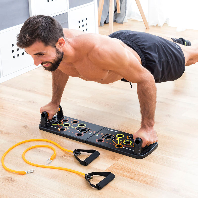 Sæt armbøjningsbræt push-up og modstandsbånd med tilbehør og træningsguide InnovaGoods
