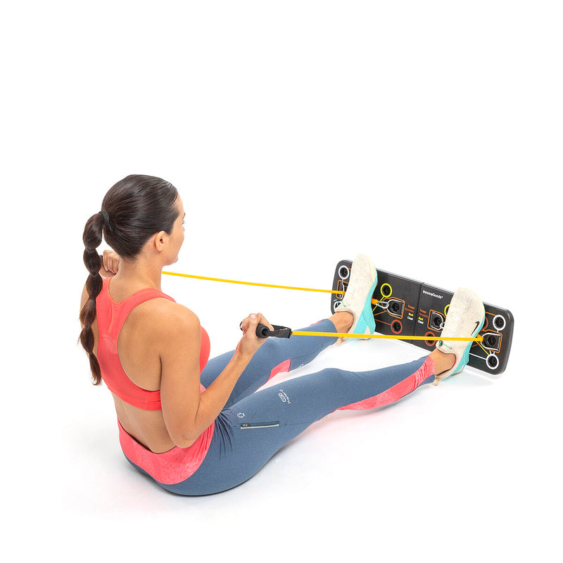 Sæt armbøjningstavle push-up med modstandsbånd, sports-saunabælte og træningsguide InnovaGoods