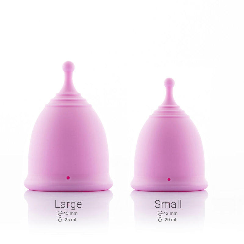 Pakke med 2 menstruationskopper med tilbehør Kuppy InnovaGoods (str. S-20 ml og str. L-25 ml)