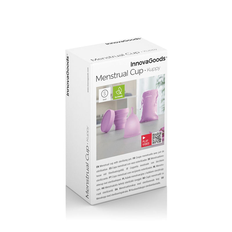 Pakke med 2 menstruationskopper med tilbehør Kuppy InnovaGoods (str. S-20 ml og str. L-25 ml)