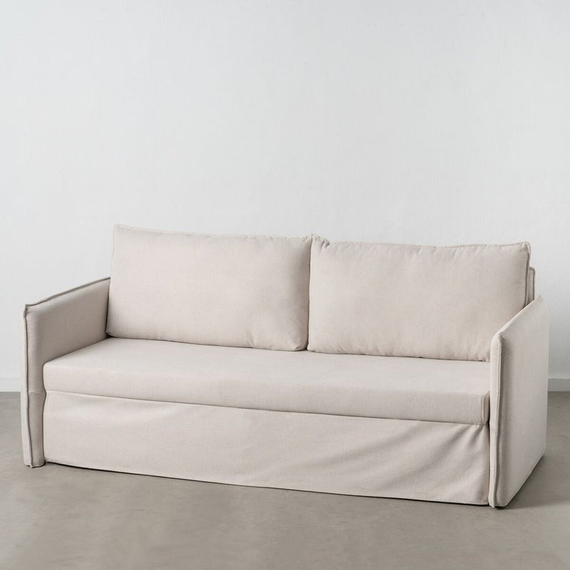 Sofa Beige Polyester Hør 210 x 93 x 95 cm