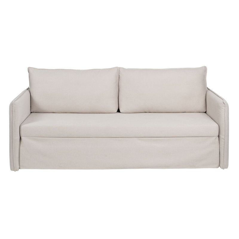 Sofa Beige Polyester Hør 210 x 93 x 95 cm