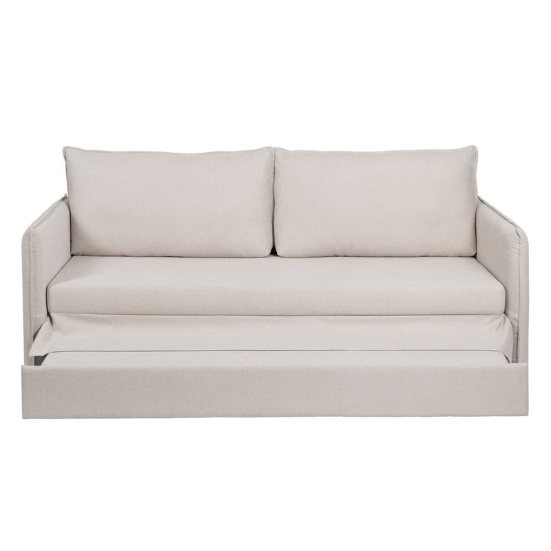 Sofa Beige Polyester Hør 210 x 93 x 95 cm
