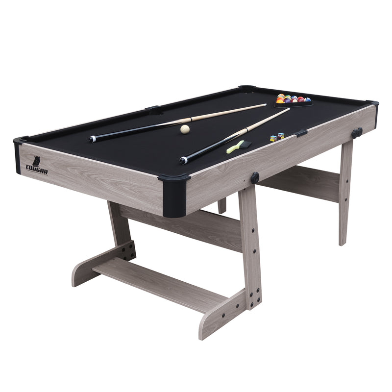 Cougar Hustle XL sammenklappeligt Poolbord - Oak/Sort