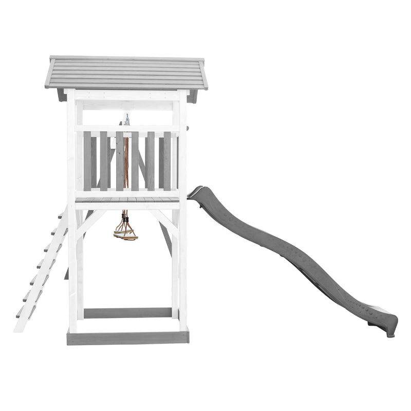 AXI Beach Tower Legetårn med Dobbelt Gynge Grå/Hvid - Grå Rutsjebane