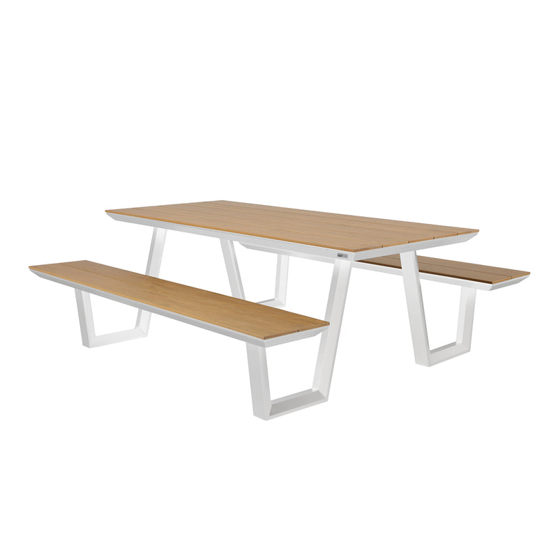 AXI Nori Picnicbord med 2 bænke - Hvid/Teak-look Polywood