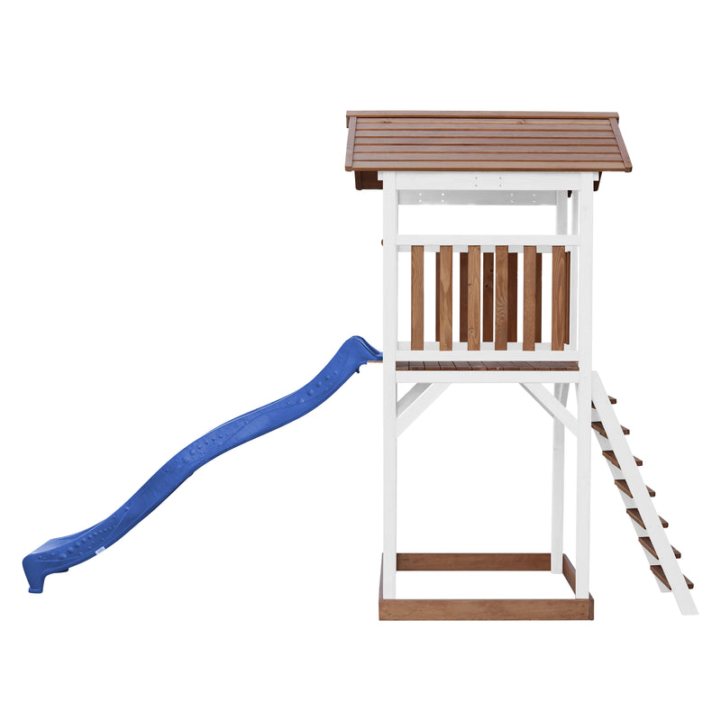 AXI Beach Tower Legetårn Brun/Hvid - Blå Rutsjebane