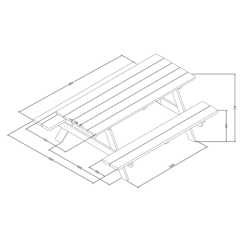 AXI Jean Picnicbord i træ Thermowood 180 x 150 cm – Brun