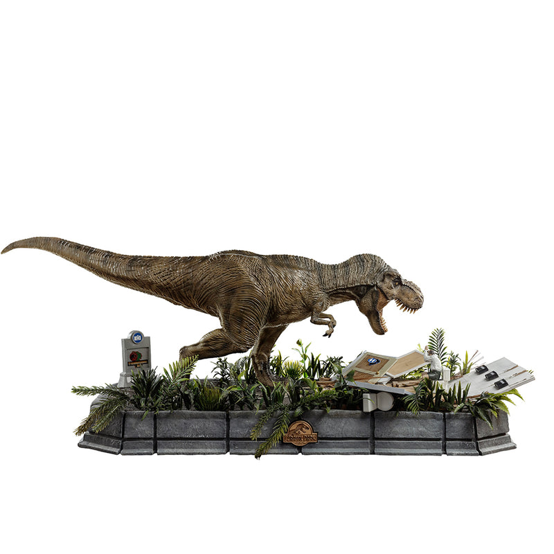 Iron Studios Jurassic Park - T-Rex attacks Donald Gennaro statue Demi Scale 1/20