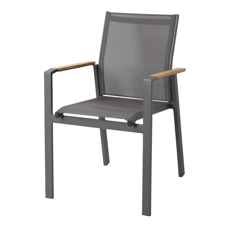AXI Alva Aluminium Havestole Antracit/Teak – Sæt med 4 stk.