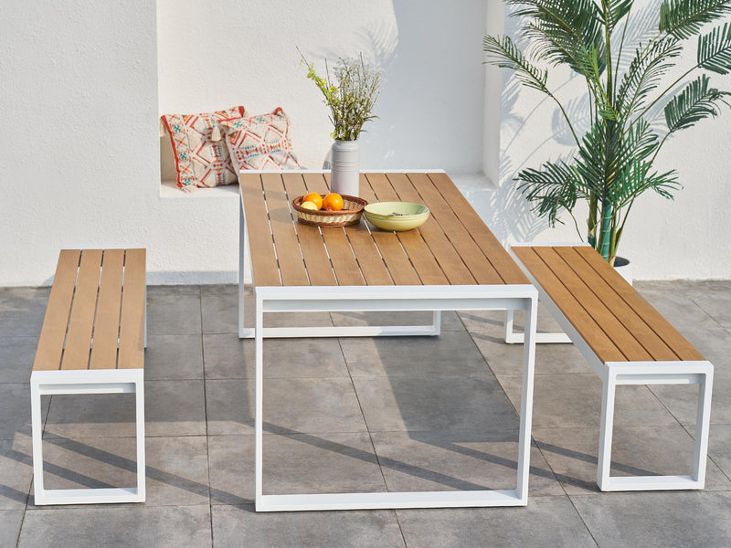 AXI Tony Havesæt med 2 bænke - Hvid/teak-look Polywood