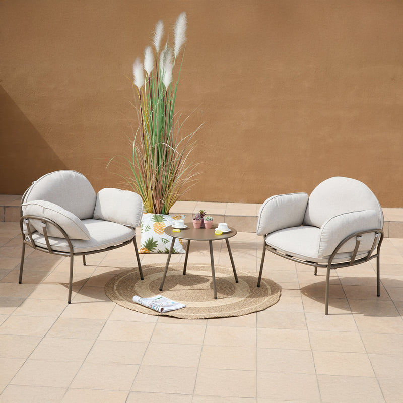 AXI Ziva Loungesæt med bord & 2 stole - Taupe/Beige