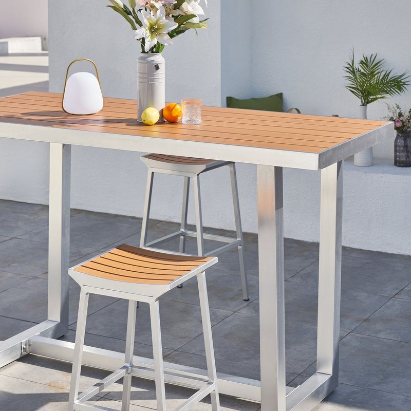 AXI James Barmøbelsæt med 4 barstole - Aluminium/Træ-look