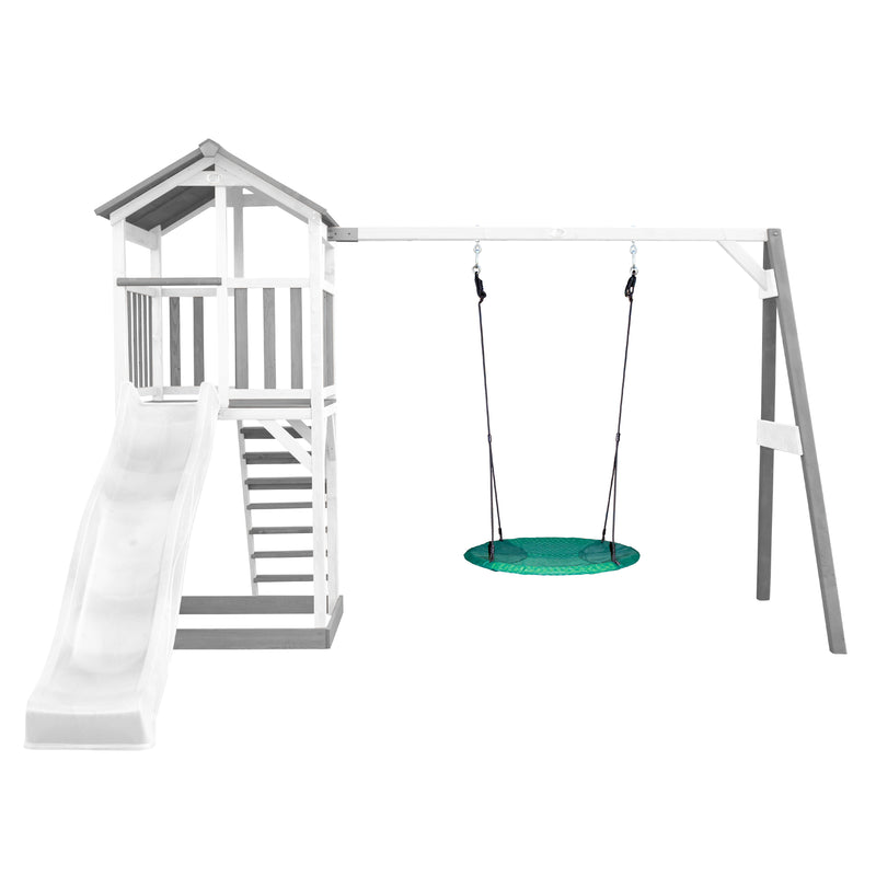 AXI Beach Tower Legetårn med Summer Rede Gynge Grå/Hvid - Hvid Rutsjebane