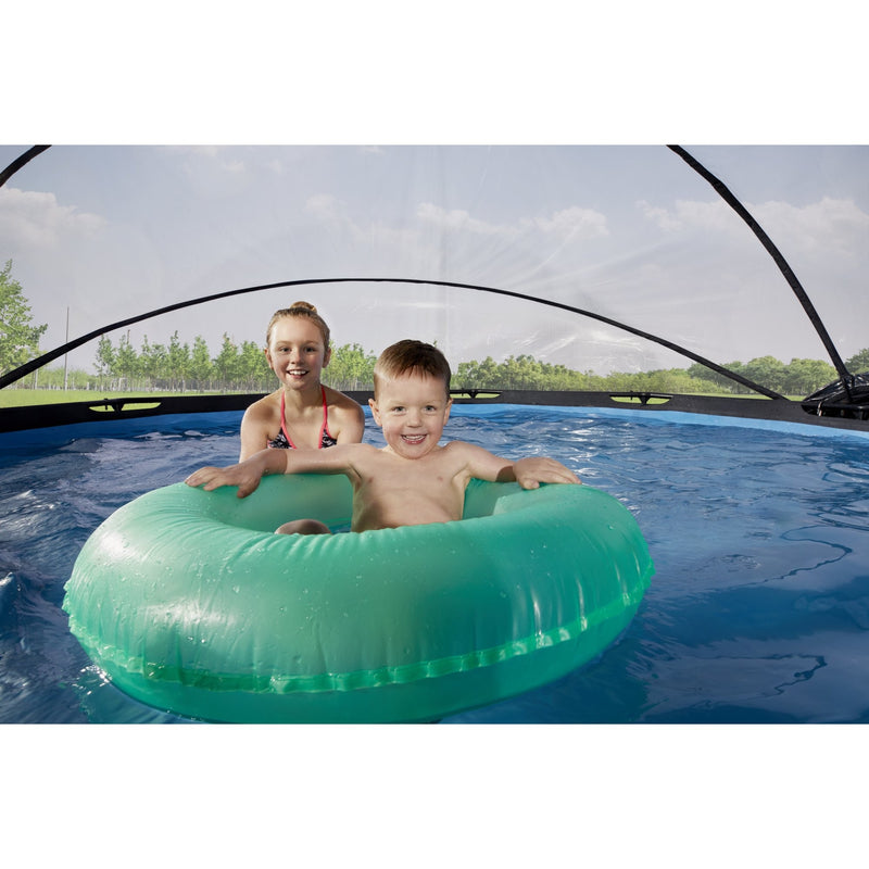 Wood pool ø360x76cm med dome og filterpumpe - Exit