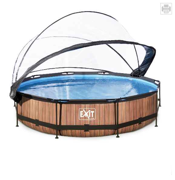 Wood pool ø360x76cm med dome og filterpumpe - Exit