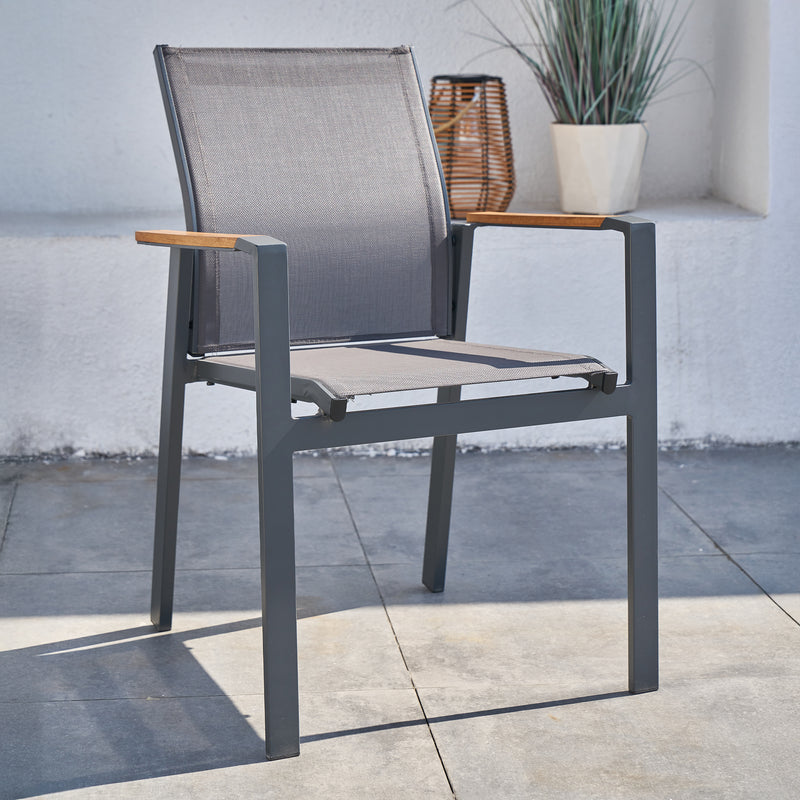 AXI Alva Aluminium Havestole Antracit/Teak – Sæt med 2 stk.