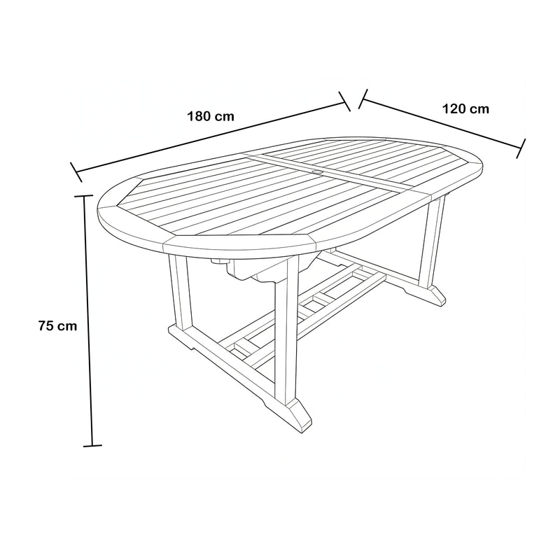 AXI Marzi Oval Udtrækkelig Teak Havebord 180 – 240 cm