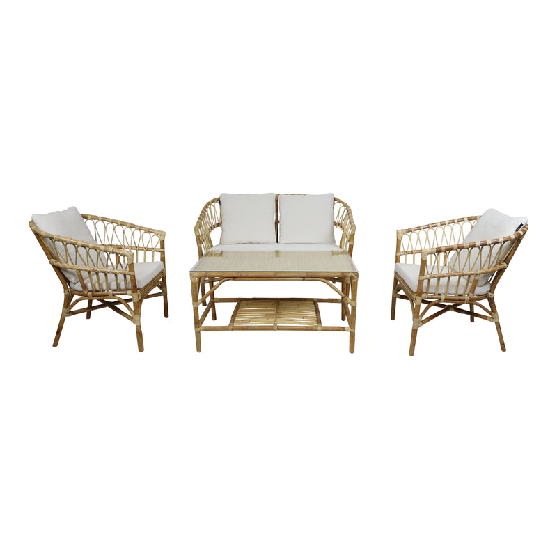 AXI Mary Rattan Loungesæt – 4 dele med sofa, bord og 2 stole Natur/hvid