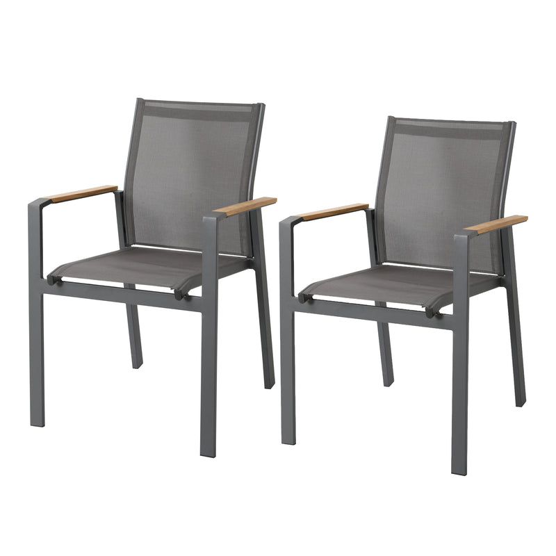 AXI Alva Aluminium Havestole Antracit/Teak – Sæt med 2 stk.