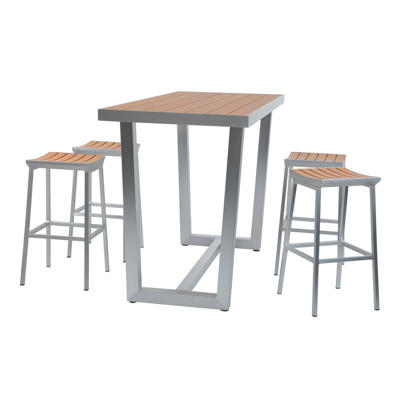 AXI James Barmøbelsæt med 4 barstole - Aluminium/Træ-look