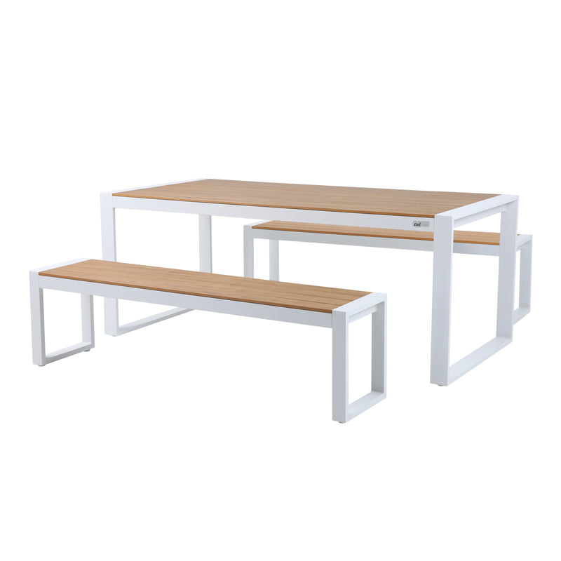 AXI Tony Havesæt med 2 bænke - Hvid/teak-look Polywood