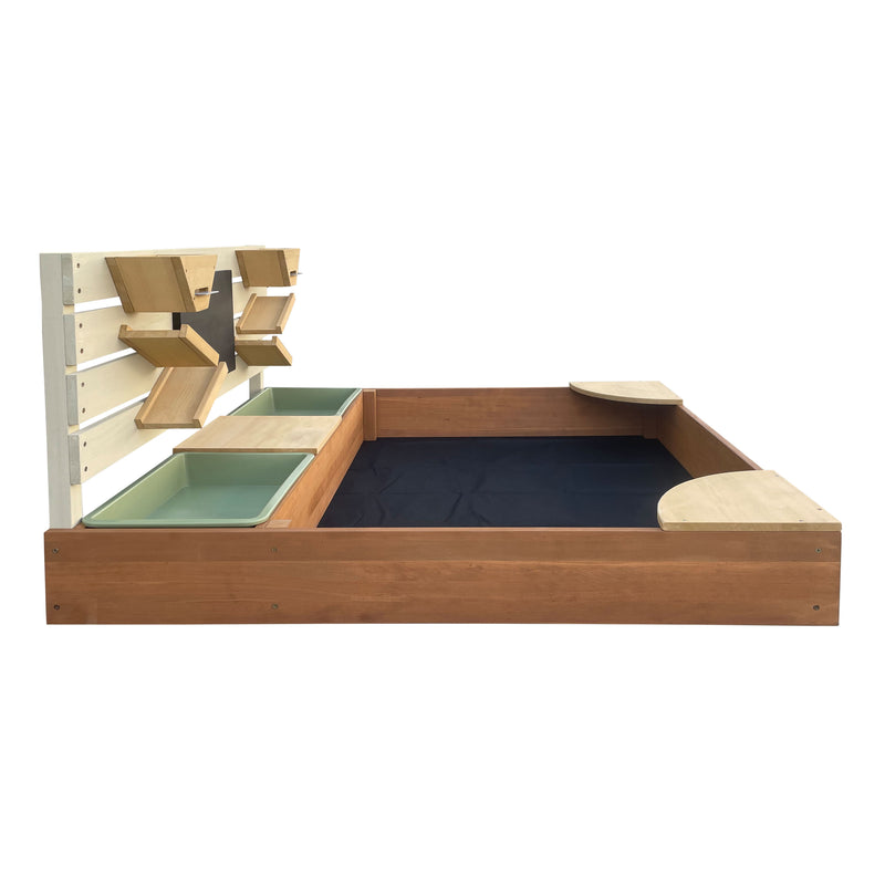 AXI Cato Sandkasse 100 x 105 cm med Sand- og Vandbakker og Legevæg - Beige/Brun