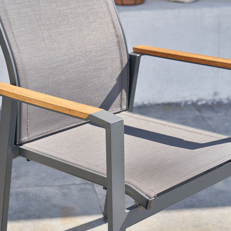 AXI Alva Aluminium Havestole Antracit/Teak – Sæt med 2 stk.