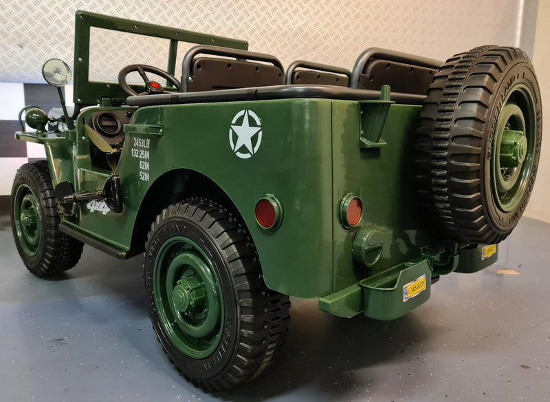 Jeep Willys 24V elbil til børn med fjernbetjening – 2 personer