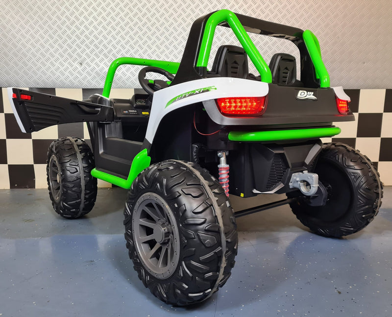 Børnebuggy 24V – 2 personer, hvid/grøn