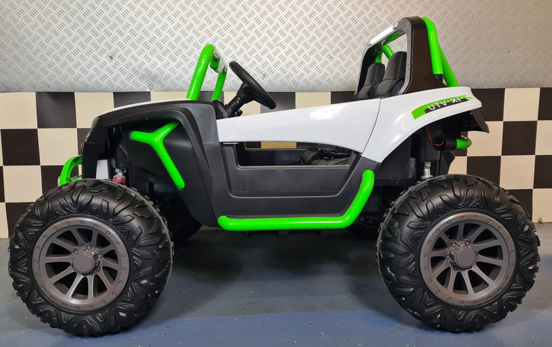 Børnebuggy 24V – 2 personer, hvid/grøn