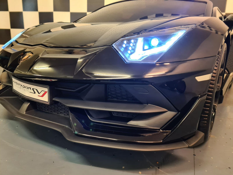 Lamborghini Aventador 12V elbil til børn – 2 personer, metallic sort