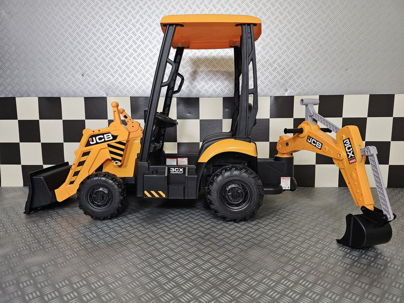 JCB Sitemaster 12V børnetraktor med tag