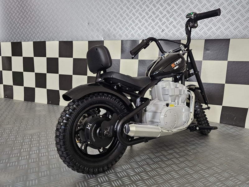 Chopper 24V elmotorcykel til børn med brushless motor – sort