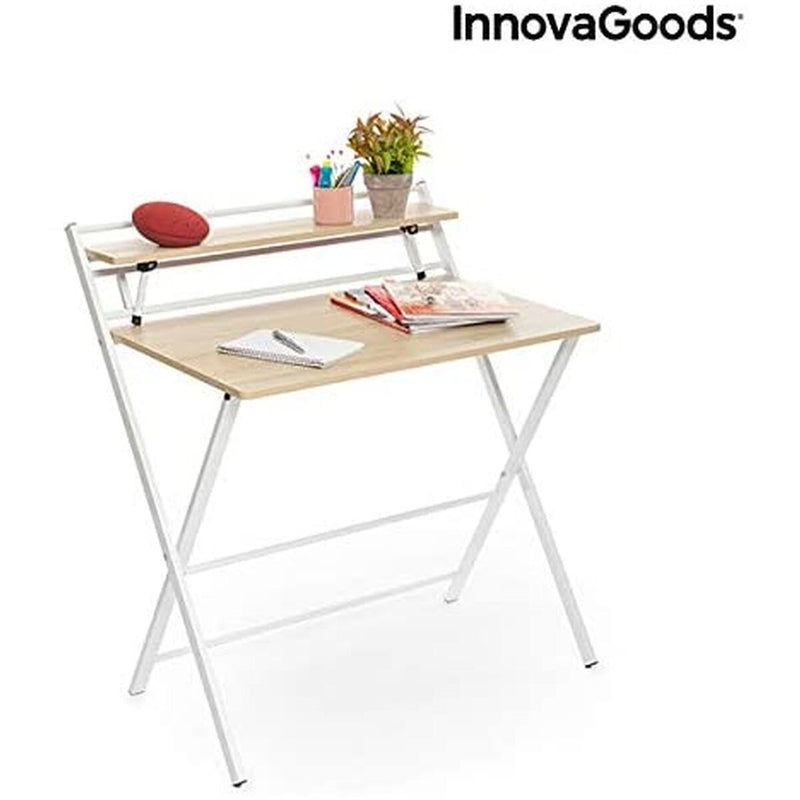Foldbart skrivebord med hylde InnovaGoods V0103260 Træ (Refurbished C)