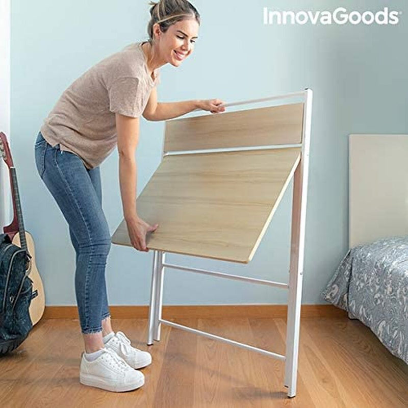 Foldbart skrivebord med hylde InnovaGoods V0103260 Træ (Refurbished C)