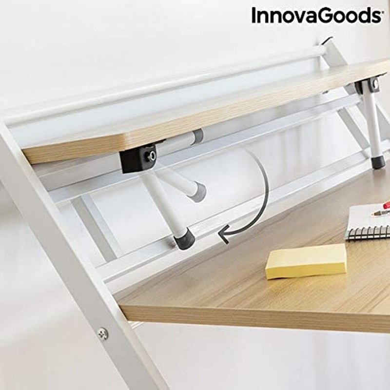 Foldbart skrivebord med hylde InnovaGoods V0103260 Træ (Refurbished C)