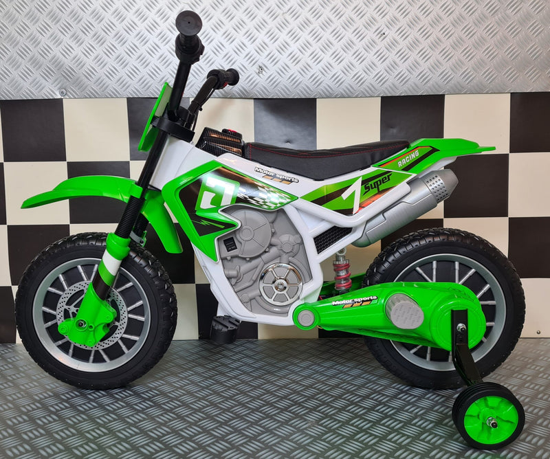 Motocross 12V elmotorcykel til børn – grøn