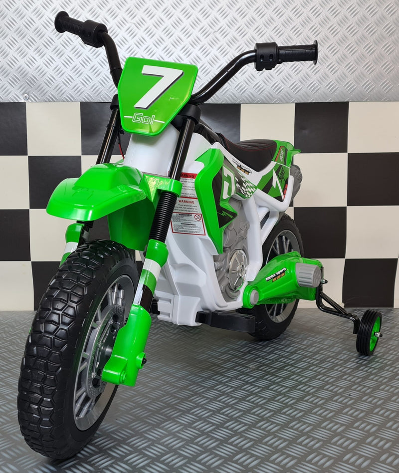 Motocross 12V elmotorcykel til børn – grøn