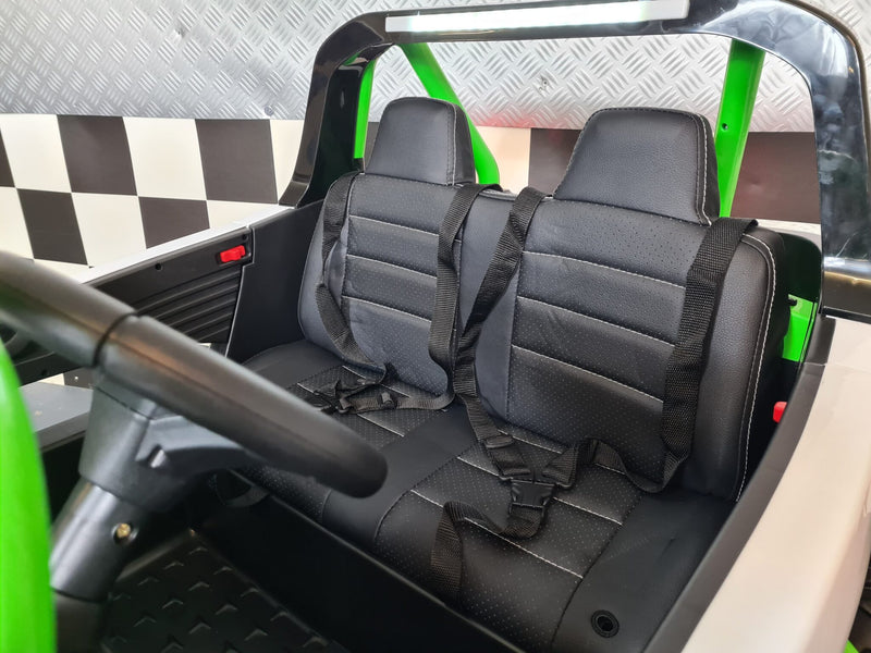 Børnebuggy 24V – 2 personer, hvid/grøn