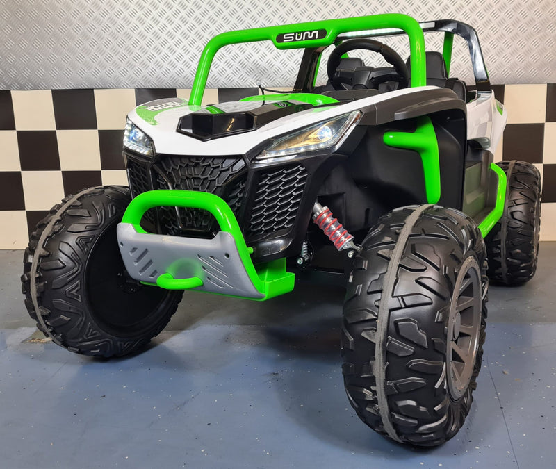 Børnebuggy 24V – 2 personer, hvid/grøn