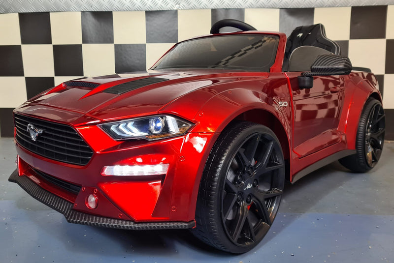 Ford Mustang 24V drift-elbil til børn – metallic rød