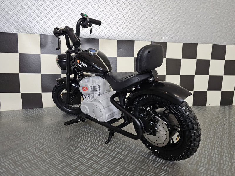 Chopper 24V elmotorcykel til børn med brushless motor – sort