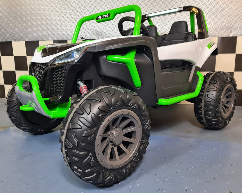 Børnebuggy 24V – 2 personer, hvid/grøn