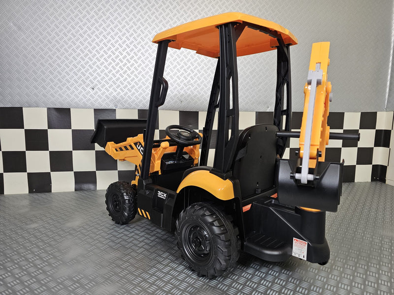 JCB Sitemaster 12V børnetraktor med tag