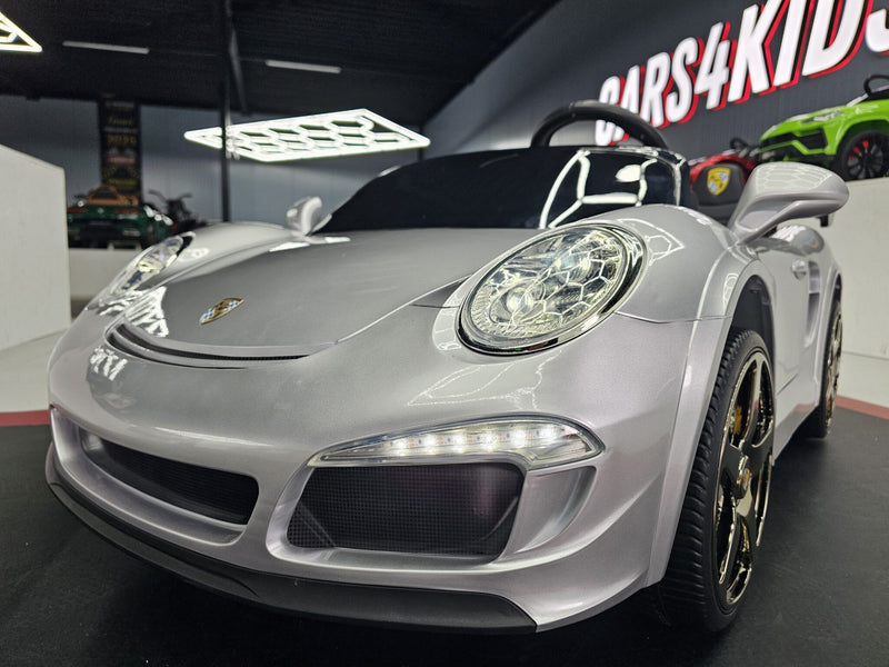 Porsche RUF 24V elbil til børn – 2 personer, metallic sølv